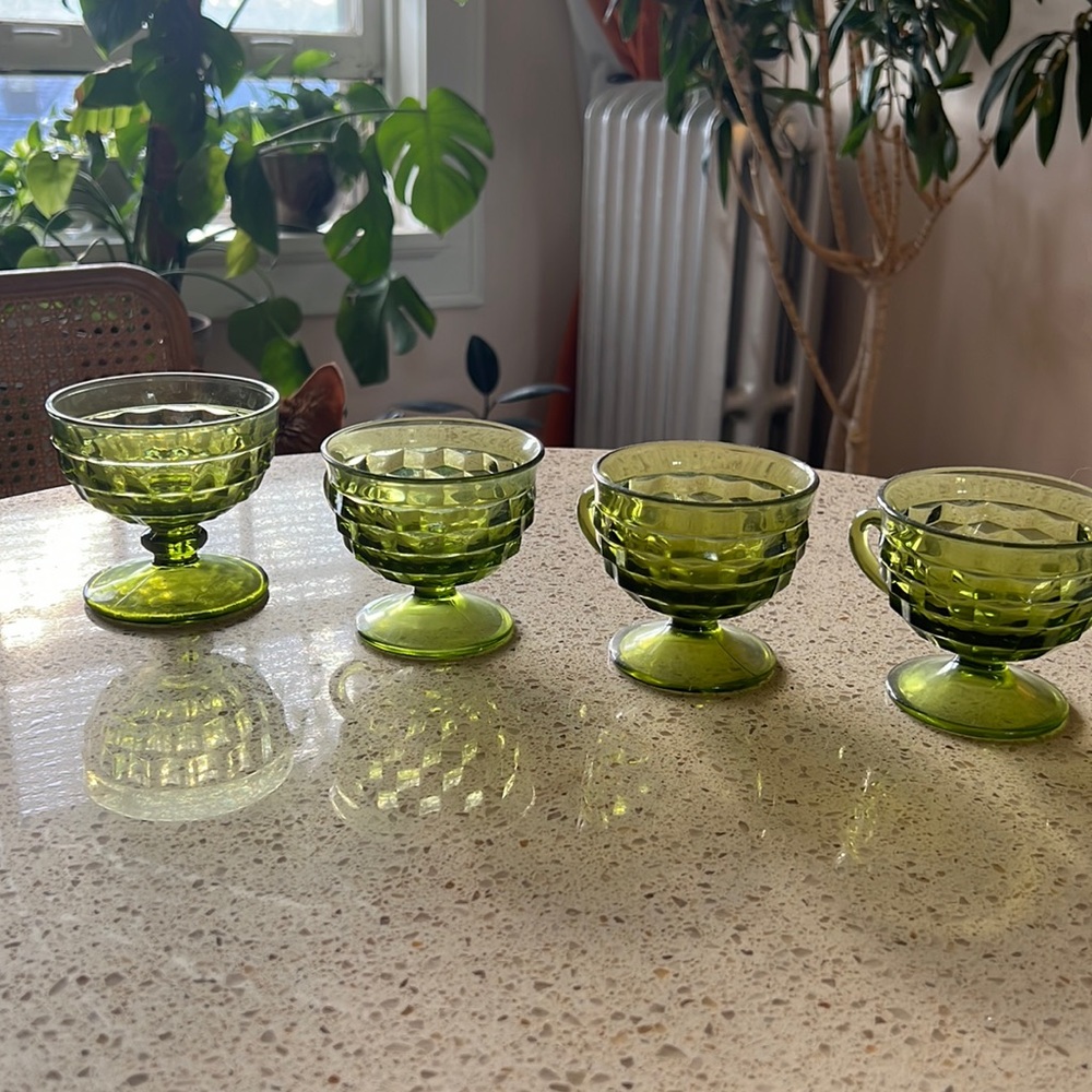 Vintage green drinking glasses